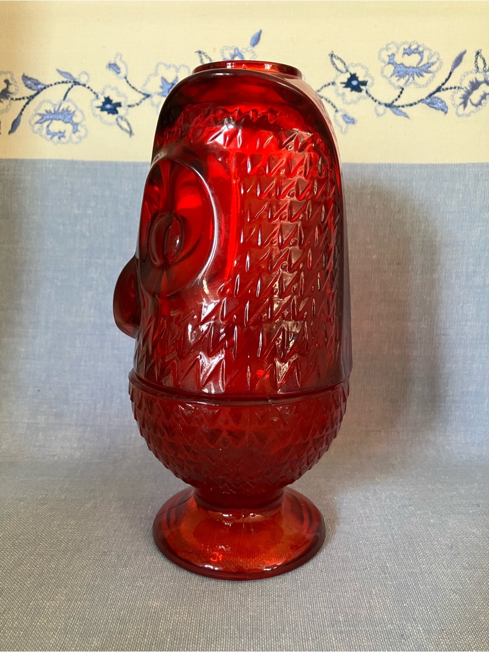 Fairy Light Vintage Viking Glass -Ruby Red Owl Fairy Lamp 7” tall - Picture 2 of 11